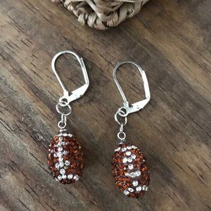 Football Crystal Bling Dangle Earrings